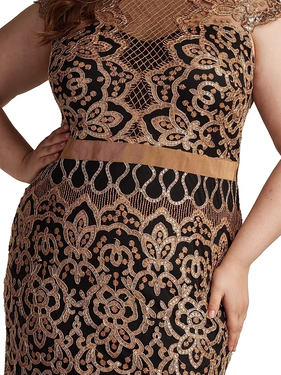 Tadashi Shoji Women's Plus Sequined Lace Cocktail Dress | Thumbnail 6 Tadashi Shoji Women's Plus Sequined Lace Cocktail Dress | Thumbnail 6