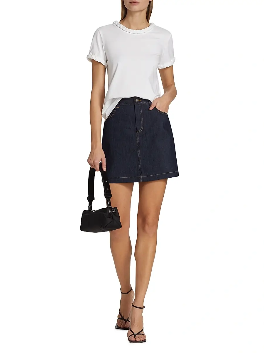 Cinq à Sept Women's Braided Cotton Pullover Tee | Thumbnail 2 Cinq à Sept Women's Braided Cotton Pullover Tee | Thumbnail 2