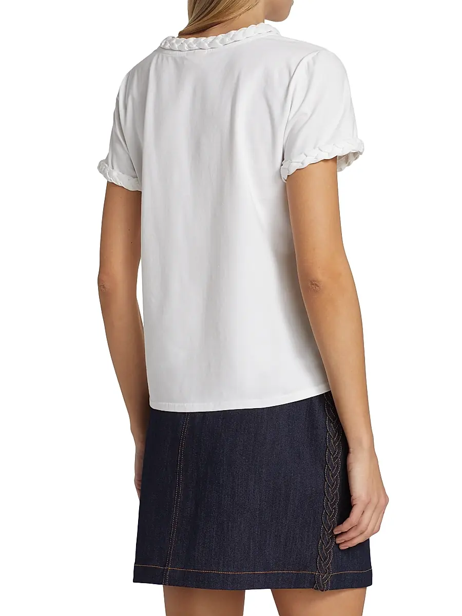 Cinq à Sept Women's Braided Cotton Pullover Tee | Thumbnail 4 Cinq à Sept Women's Braided Cotton Pullover Tee | Thumbnail 4