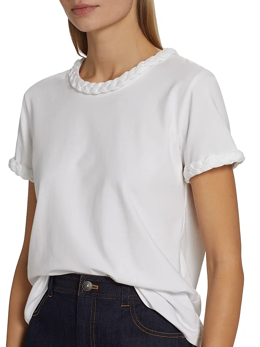Cinq à Sept Women's Braided Cotton Pullover Tee | Thumbnail 5 Cinq à Sept Women's Braided Cotton Pullover Tee | Thumbnail 5