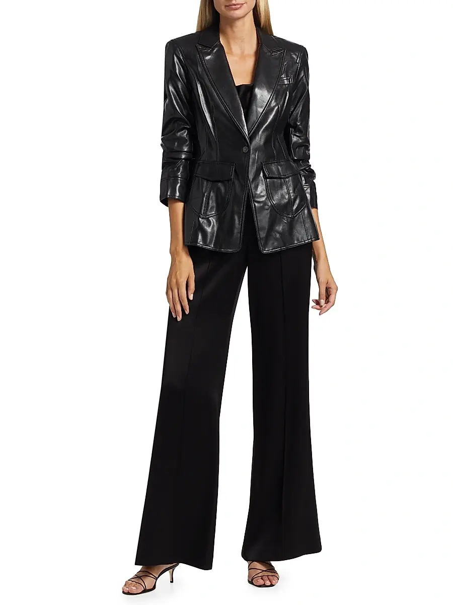 Cinq à Sept Women's Louisa Faux Leather Scrunched Jacket | Thumbnail 2 Cinq à Sept Women's Louisa Faux Leather Scrunched Jacket | Thumbnail 2