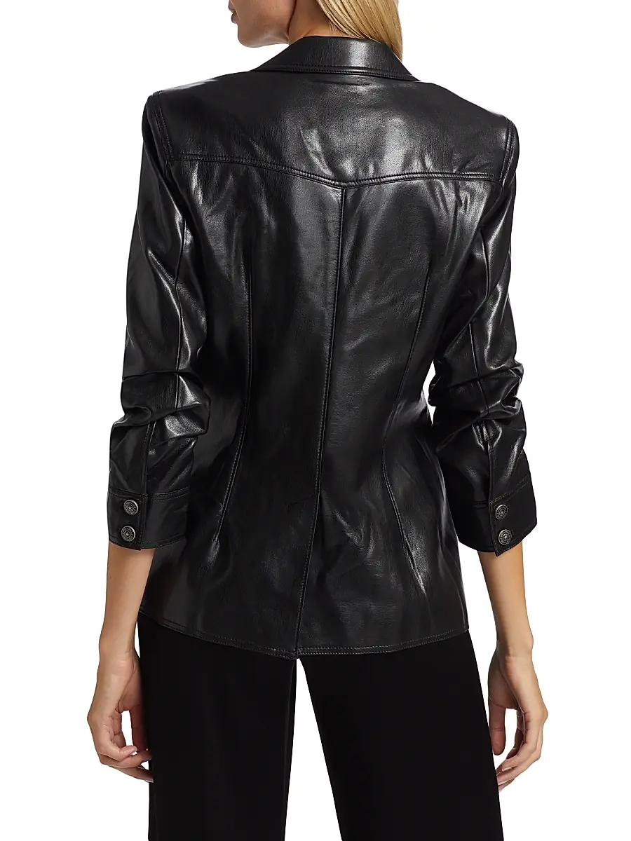 Cinq à Sept Women's Louisa Faux Leather Scrunched Jacket | Thumbnail 5 Cinq à Sept Women's Louisa Faux Leather Scrunched Jacket | Thumbnail 5