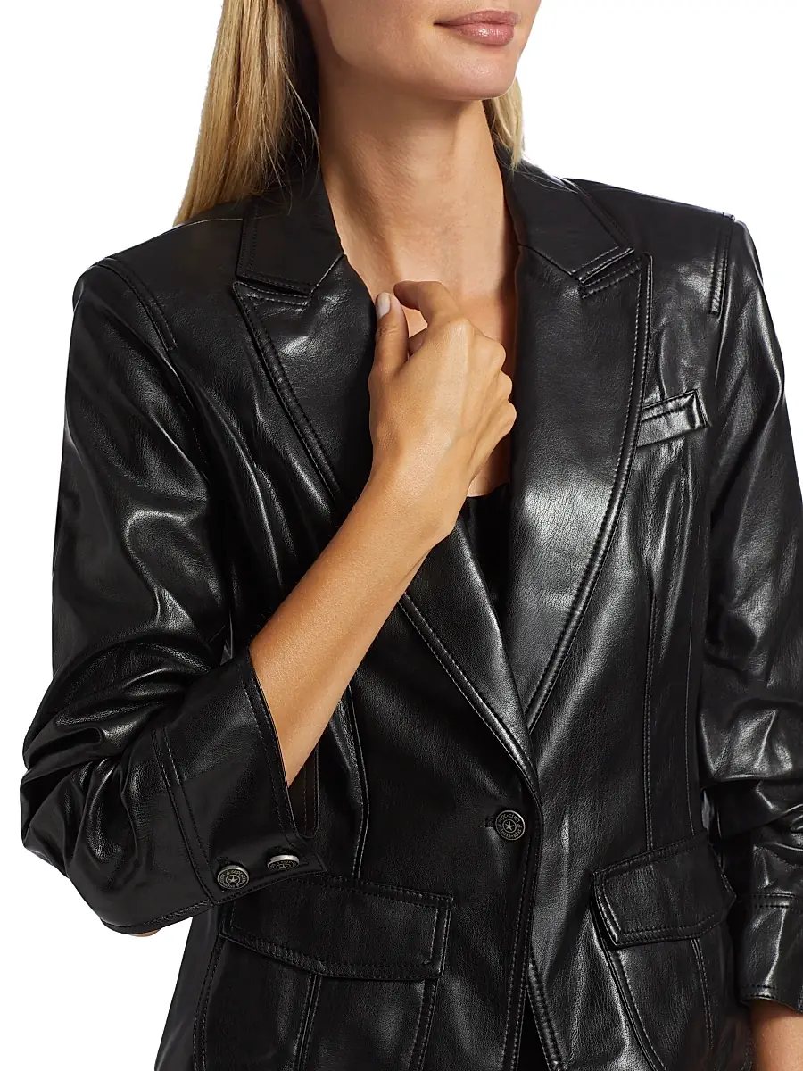 Cinq à Sept Women's Louisa Faux Leather Scrunched Jacket | Thumbnail 6 Cinq à Sept Women's Louisa Faux Leather Scrunched Jacket | Thumbnail 6