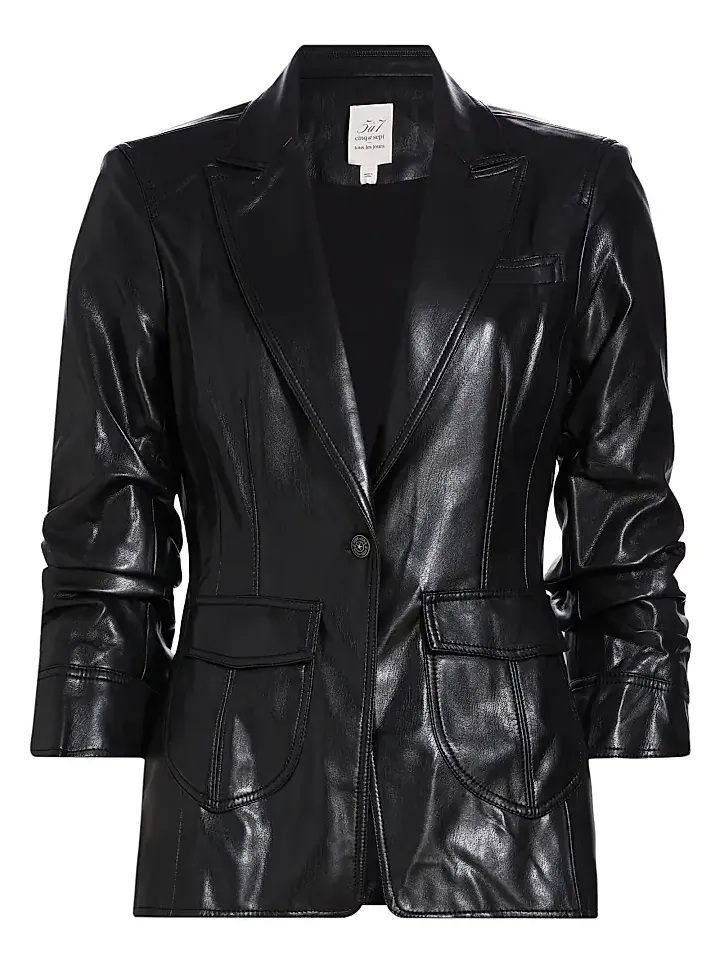Cinq à Sept Women's Louisa Faux Leather Scrunched Jacket