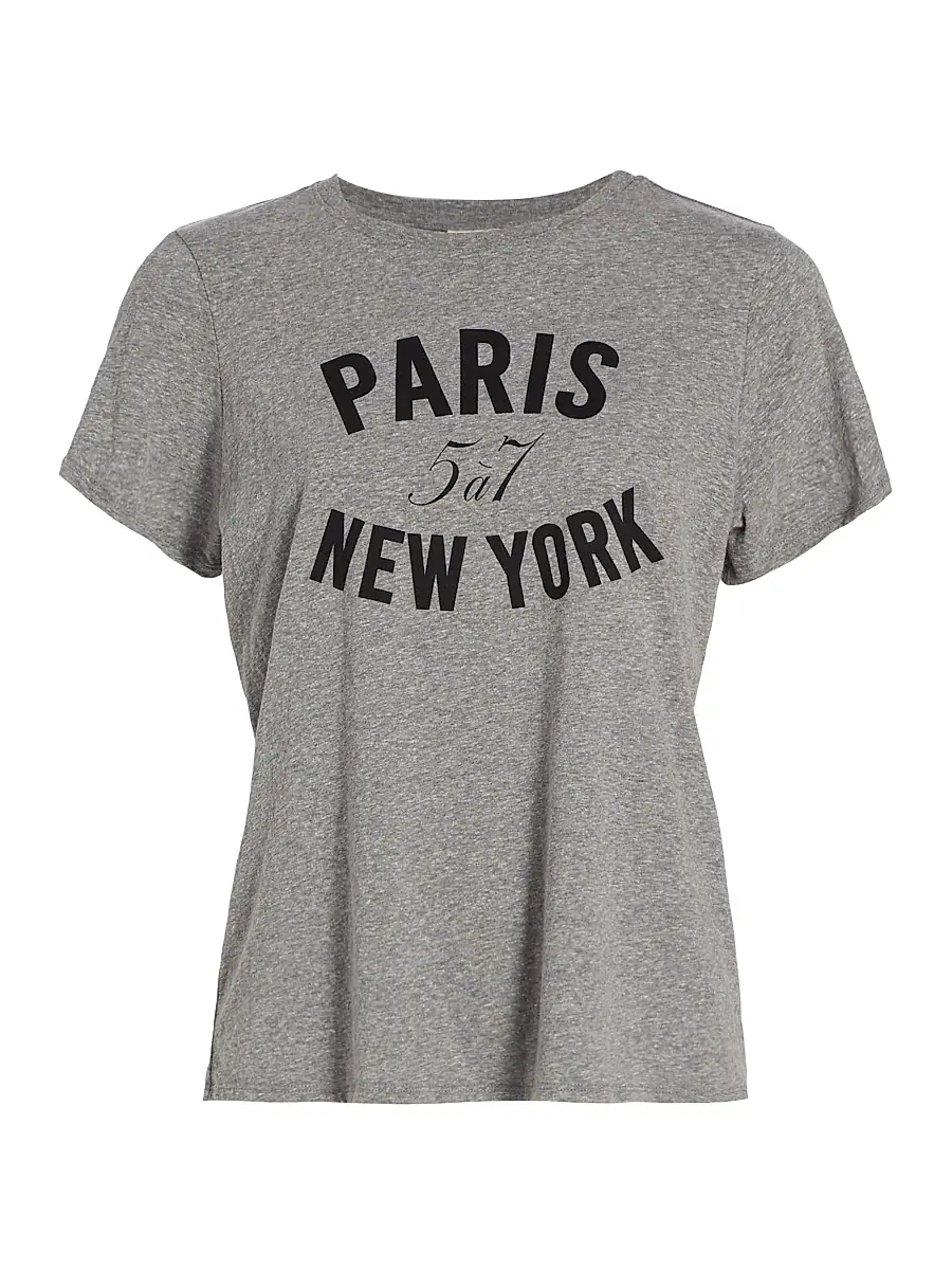 Cinq à Sept Women's Paris New York Graphic T-Shirt - Heather Grey | Image 1 Cinq à Sept Women's Paris New York Graphic T-Shirt - Heather Grey | Image 1