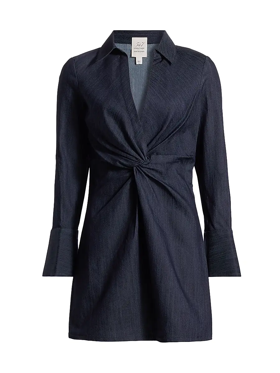 Cinq à Sept Women's McKenna Twist-Front Denim Minidress - Indigo | Image 1 Cinq à Sept Women's McKenna Twist-Front Denim Minidress - Indigo | Image 1