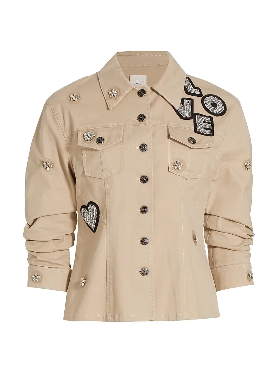 Cinq à Sept Women's Canyon Crystal-Embellished Jacket - Khaki | Image 1 Cinq à Sept Women's Canyon Crystal-Embellished Jacket - Khaki | Image 1