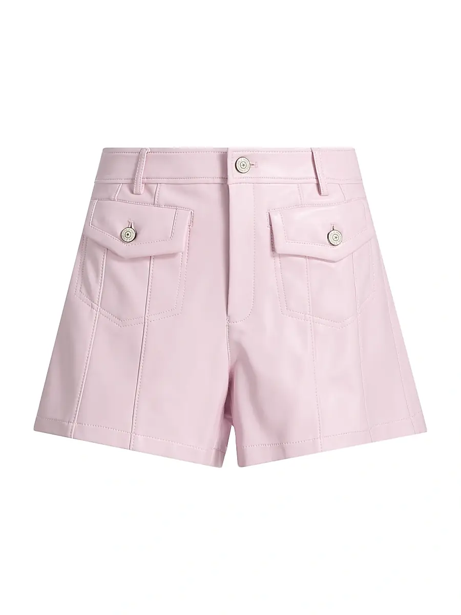 Cinq à Sept Women's Eileen Vegan Leather Shorts - Soft Peony | Image 1 Cinq à Sept Women's Eileen Vegan Leather Shorts - Soft Peony | Image 1