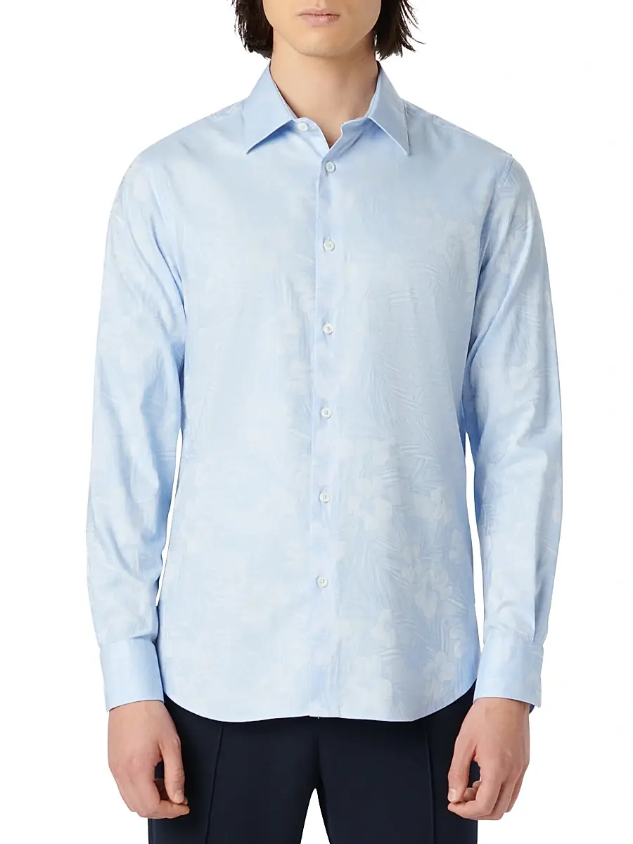 Bugatchi Men's Julian Floral Cotton Button-Front Shirt | Thumbnail 3 Bugatchi Men's Julian Floral Cotton Button-Front Shirt | Thumbnail 3