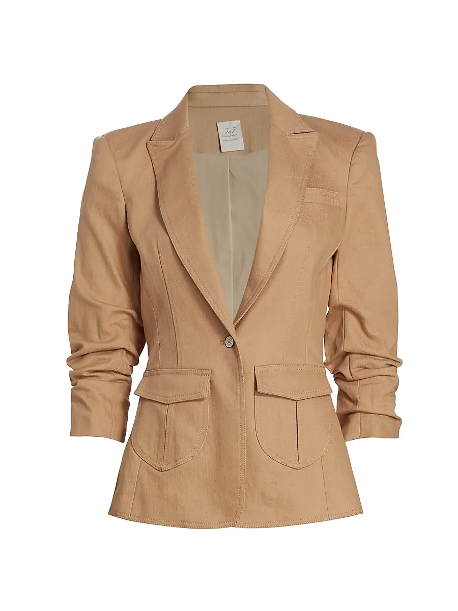 Cinq à Sept Women's Louisa Denim Blazer - Sahara | Image 1 Cinq à Sept Women's Louisa Denim Blazer - Sahara | Image 1