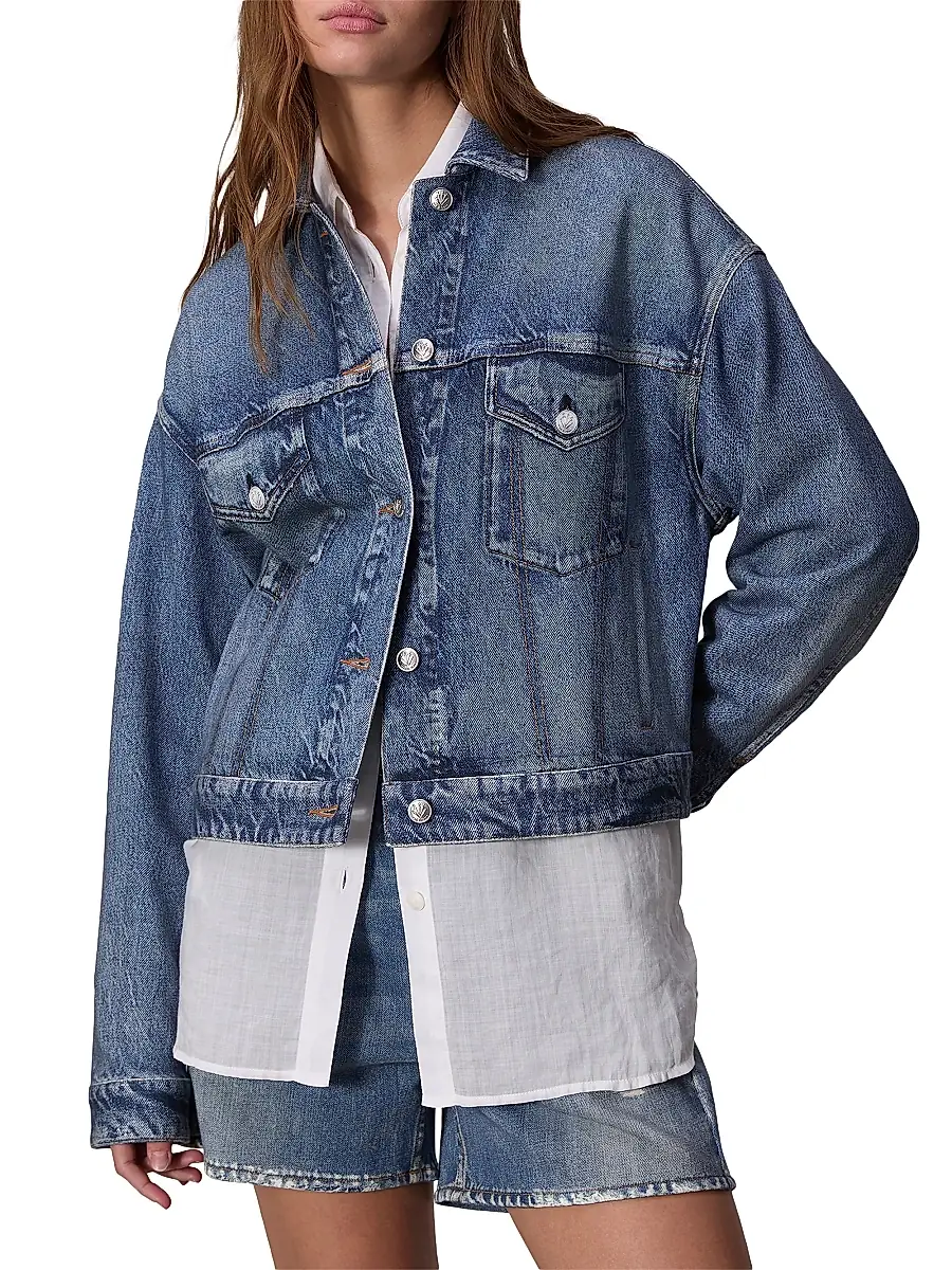 rag & bone Women's rb Miramar Denim Trucker Jacket | Thumbnail 3