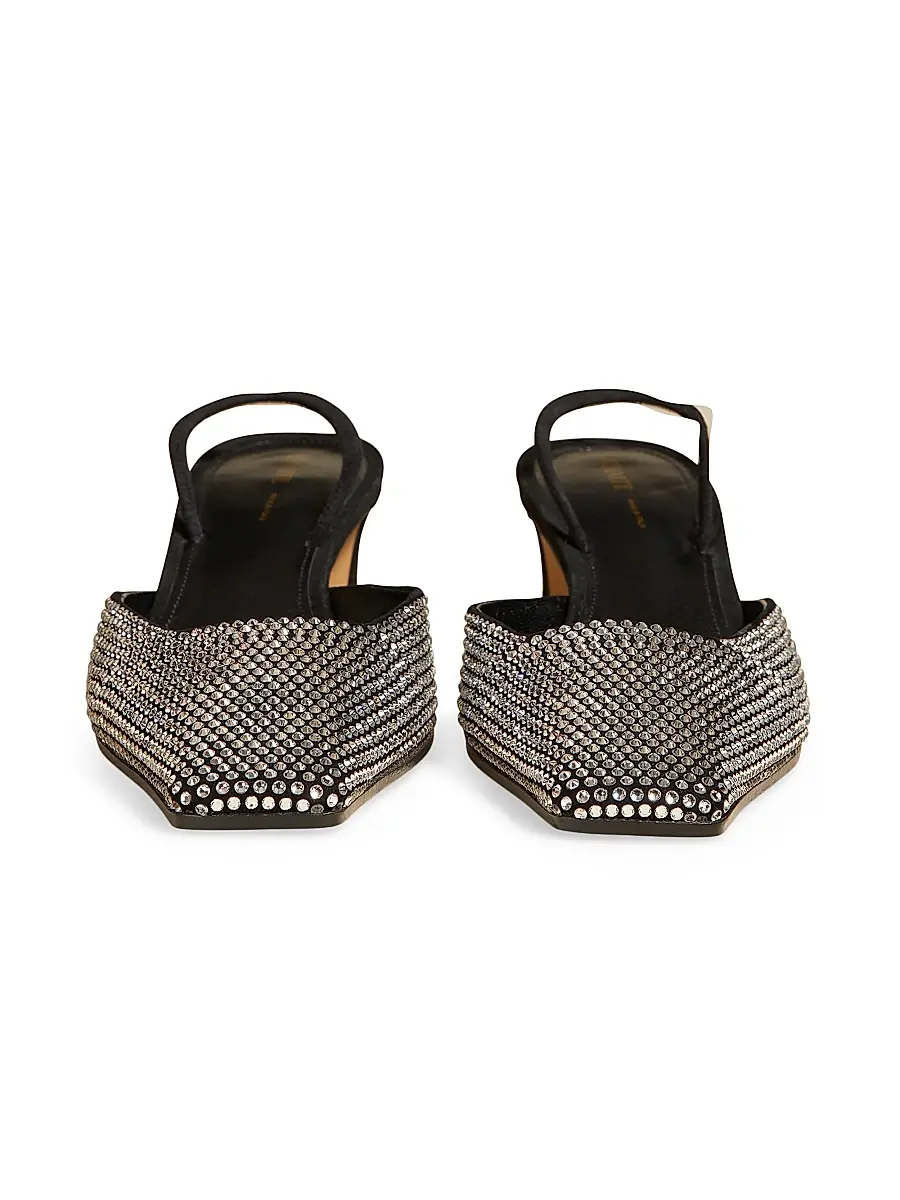 Khaite Women's Roosevelt 40MM Crystal-Embellished Slingback Pumps - Black | Thumbnail 3 Khaite Women's Roosevelt 40MM Crystal-Embellished Slingback Pumps - Black | Thumbnail 3
