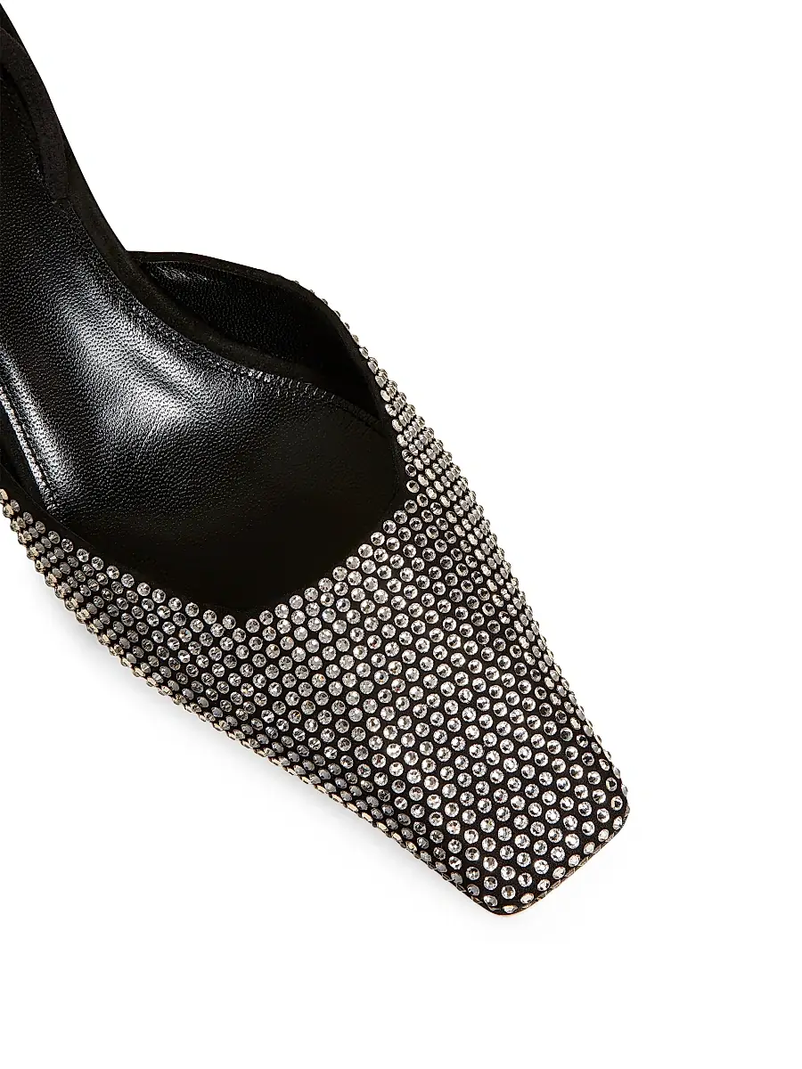 Khaite Women's Roosevelt 40MM Crystal-Embellished Slingback Pumps - Black | Thumbnail 4 Khaite Women's Roosevelt 40MM Crystal-Embellished Slingback Pumps - Black | Thumbnail 4