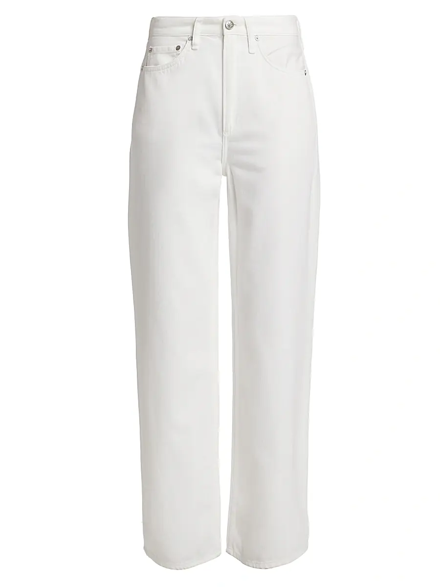 rag & bone Women's Featherweight Logan Mid-Rise Wide-Leg Jeans