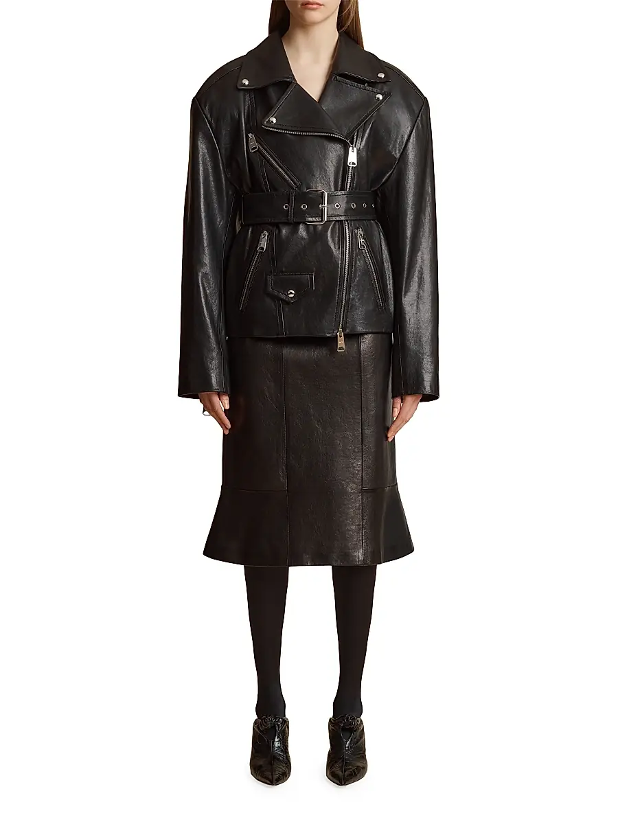 Khaite Women's Fabbie Leather Jacket - Black | Thumbnail 2 Khaite Women's Fabbie Leather Jacket - Black | Thumbnail 2