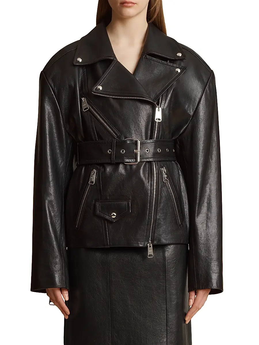 Khaite Women's Fabbie Leather Jacket - Black | Thumbnail 3 Khaite Women's Fabbie Leather Jacket - Black | Thumbnail 3
