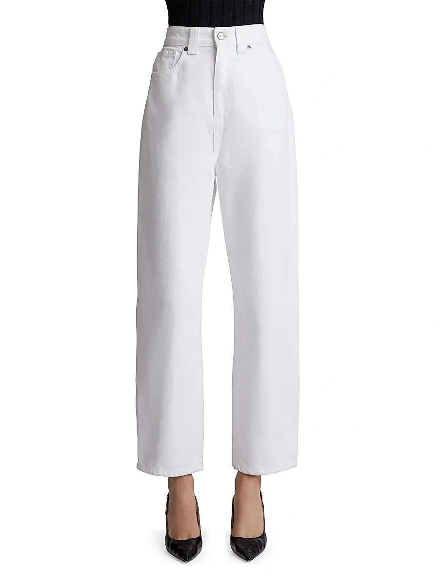 Khaite Women's Shalbi High-Rise Straight-Leg Jeans - White | Thumbnail 3 Khaite Women's Shalbi High-Rise Straight-Leg Jeans - White | Thumbnail 3