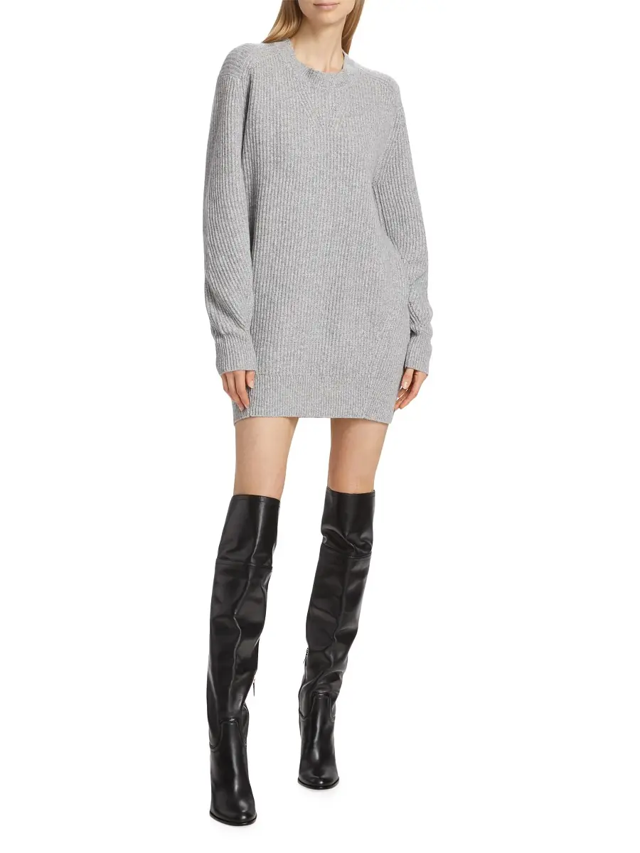 Women's Pierce Rib-Knit Cashmere Sweater Dress - Plum Women's Pierce Rib-Knit Cashmere Sweater Dress - Plum
