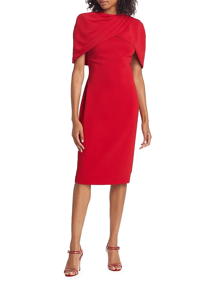 BADGLEY MISCHKA Women's Crepe Cape Shift Dress | Thumbnail 3