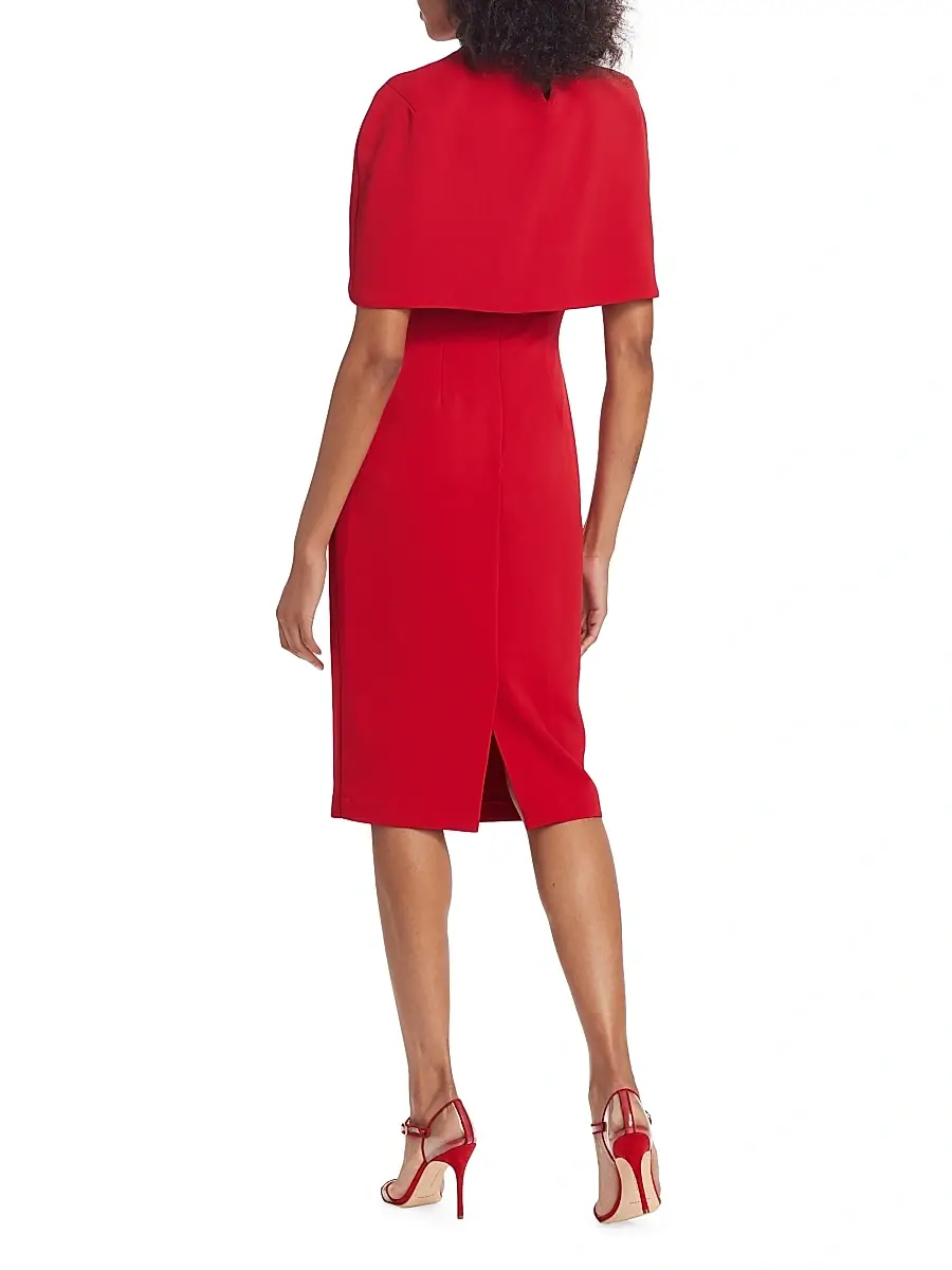 BADGLEY MISCHKA Women's Crepe Cape Shift Dress | Thumbnail 5