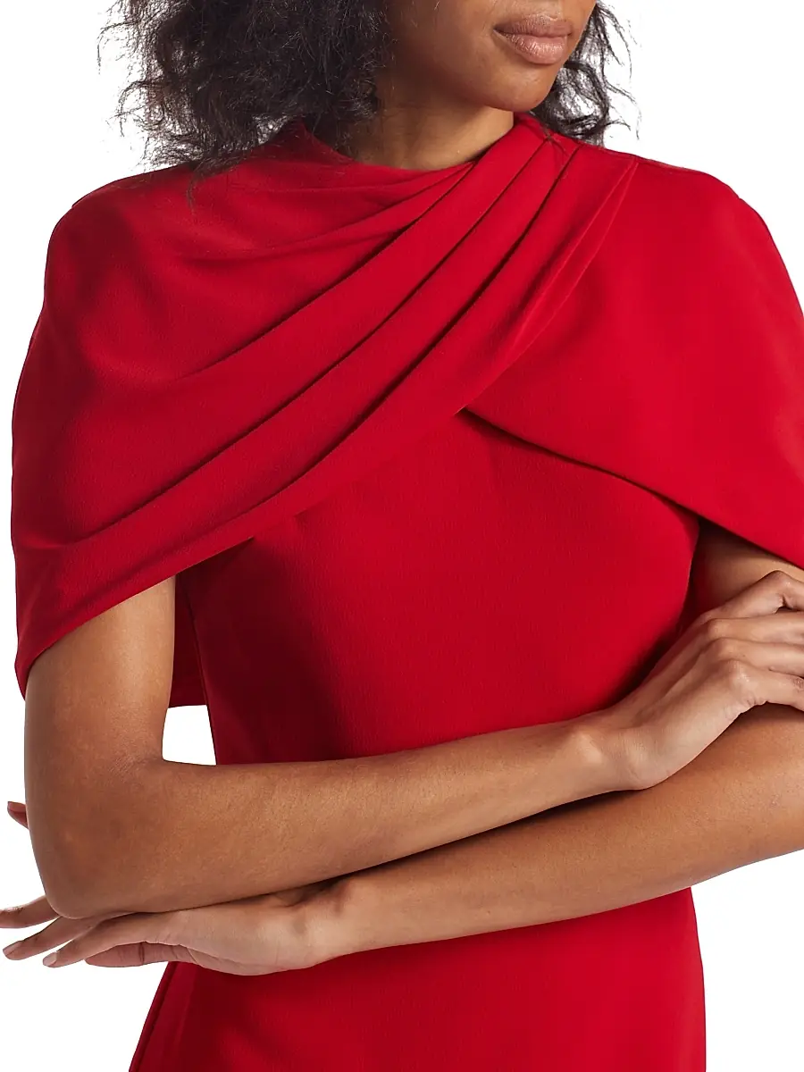 BADGLEY MISCHKA Women's Crepe Cape Shift Dress | Thumbnail 6
