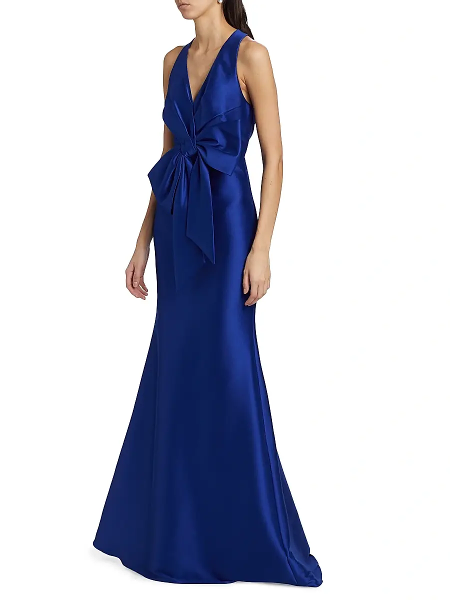 BADGLEY MISCHKA Women's Satin Mikado Bow Mermaid Gown | Thumbnail 2 BADGLEY MISCHKA Women's Satin Mikado Bow Mermaid Gown | Thumbnail 2