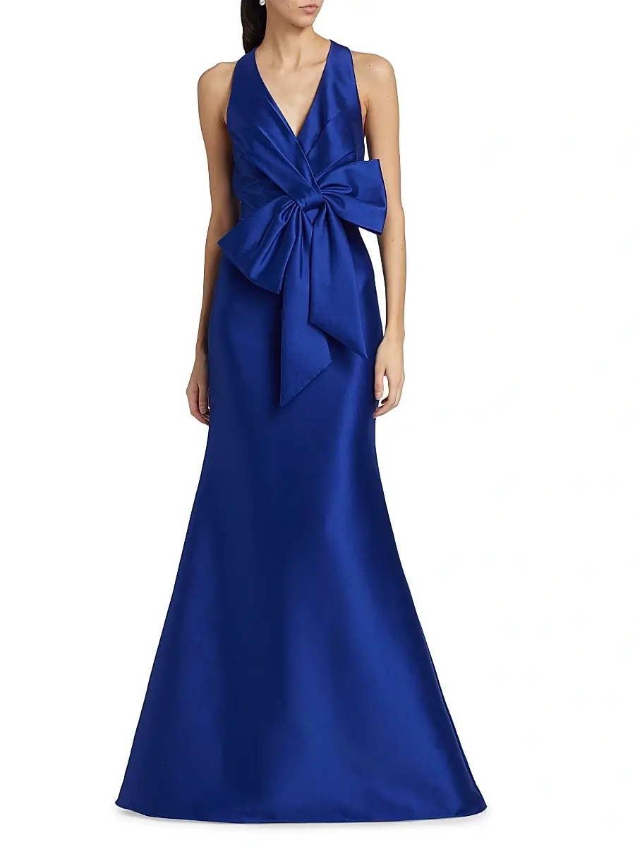 BADGLEY MISCHKA Women's Satin Mikado Bow Mermaid Gown | Thumbnail 3 BADGLEY MISCHKA Women's Satin Mikado Bow Mermaid Gown | Thumbnail 3