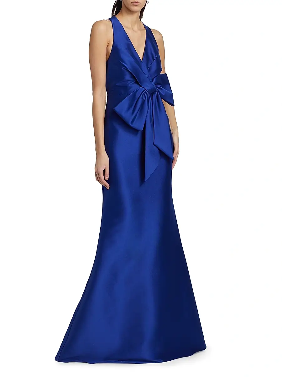 BADGLEY MISCHKA Women's Satin Mikado Bow Mermaid Gown | Thumbnail 4 BADGLEY MISCHKA Women's Satin Mikado Bow Mermaid Gown | Thumbnail 4