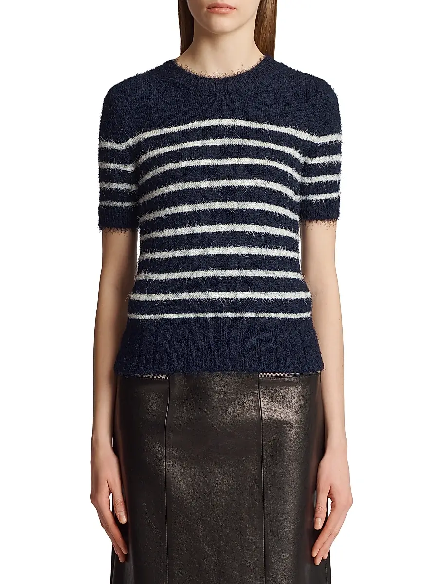 Khaite Women's Luphia Striped Silk-Blend Sweater - Navy Cream | Thumbnail 4 Khaite Women's Luphia Striped Silk-Blend Sweater - Navy Cream | Thumbnail 4