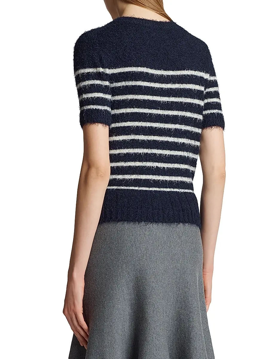 Khaite Women's Luphia Striped Silk-Blend Sweater - Navy Cream | Thumbnail 5 Khaite Women's Luphia Striped Silk-Blend Sweater - Navy Cream | Thumbnail 5