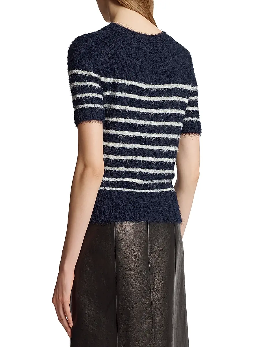 Khaite Women's Luphia Striped Silk-Blend Sweater - Navy Cream | Thumbnail 6 Khaite Women's Luphia Striped Silk-Blend Sweater - Navy Cream | Thumbnail 6