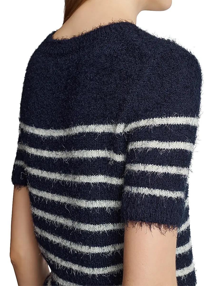 Khaite Women's Luphia Striped Silk-Blend Sweater - Navy Cream | Thumbnail 8 Khaite Women's Luphia Striped Silk-Blend Sweater - Navy Cream | Thumbnail 8
