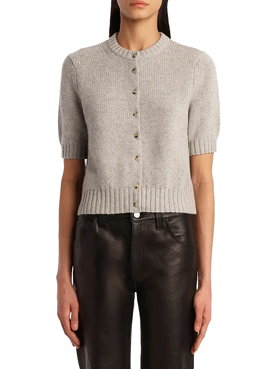 Khaite Women's Nora Cashmere-Blend Cardigan - Heather Grey | Thumbnail 3 Khaite Women's Nora Cashmere-Blend Cardigan - Heather Grey | Thumbnail 3