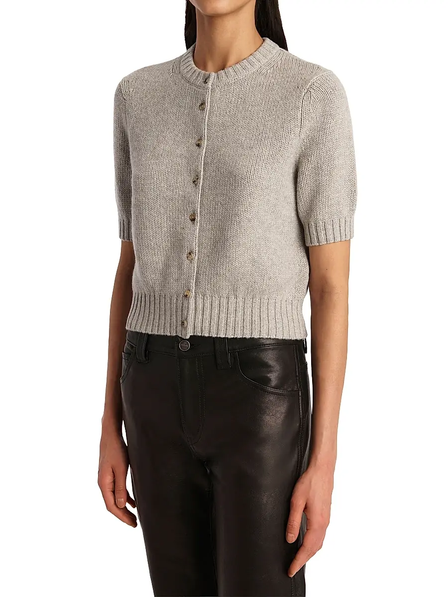 Khaite Women's Nora Cashmere-Blend Cardigan - Heather Grey | Thumbnail 4 Khaite Women's Nora Cashmere-Blend Cardigan - Heather Grey | Thumbnail 4