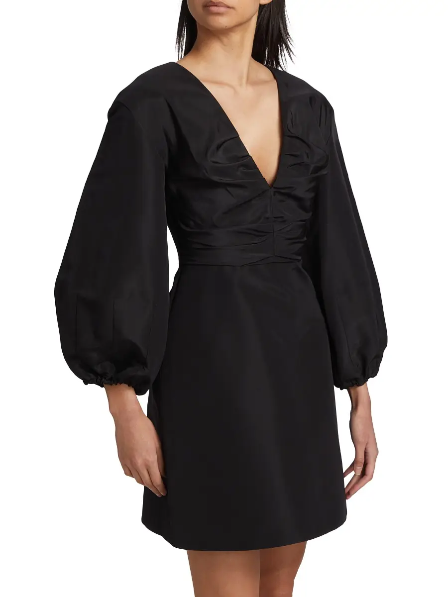 Carolina Herrera Women's Chalet Silk Balloon-Sleeve Minidress - Black | Thumbnail 3 Carolina Herrera Women's Chalet Silk Balloon-Sleeve Minidress - Black | Thumbnail 3