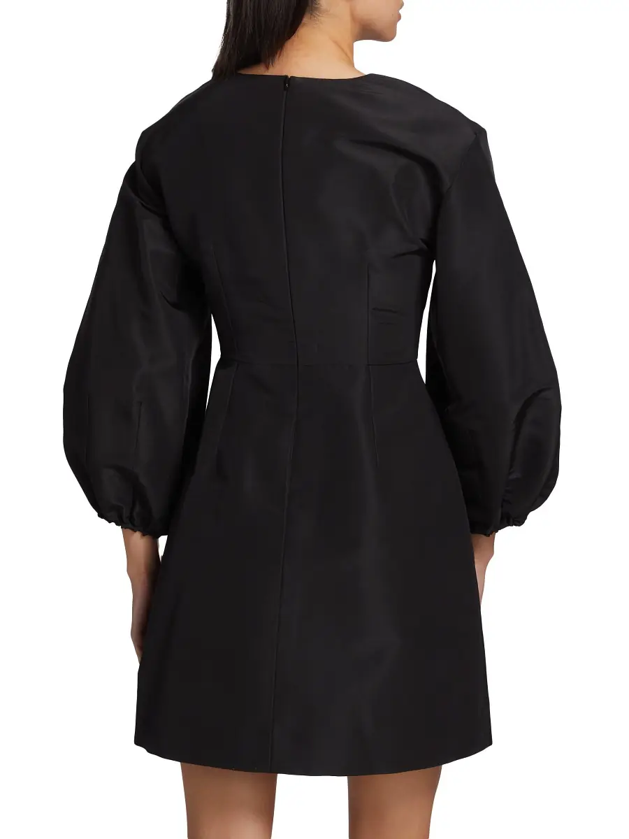 Carolina Herrera Women's Chalet Silk Balloon-Sleeve Minidress - Black | Thumbnail 4 Carolina Herrera Women's Chalet Silk Balloon-Sleeve Minidress - Black | Thumbnail 4