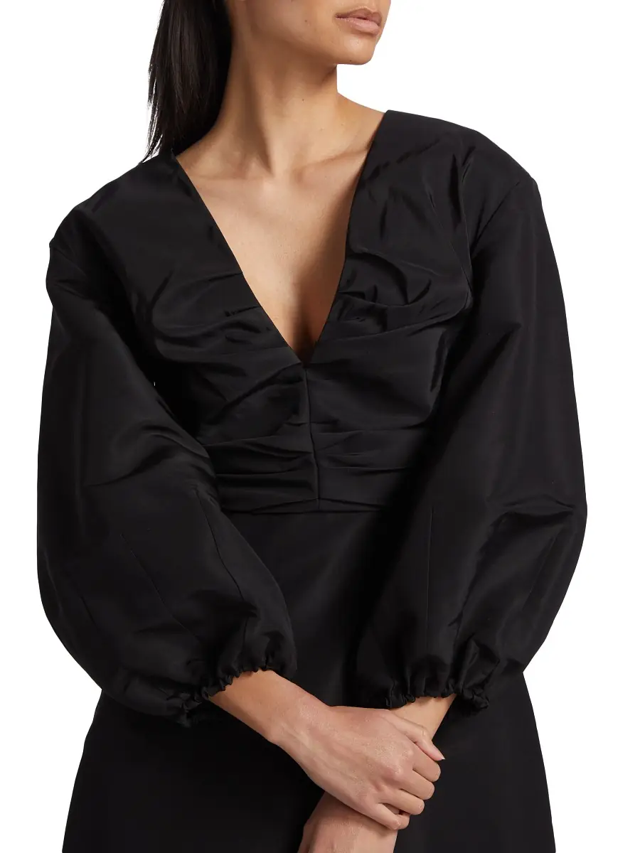 Carolina Herrera Women's Chalet Silk Balloon-Sleeve Minidress - Black | Thumbnail 5 Carolina Herrera Women's Chalet Silk Balloon-Sleeve Minidress - Black | Thumbnail 5
