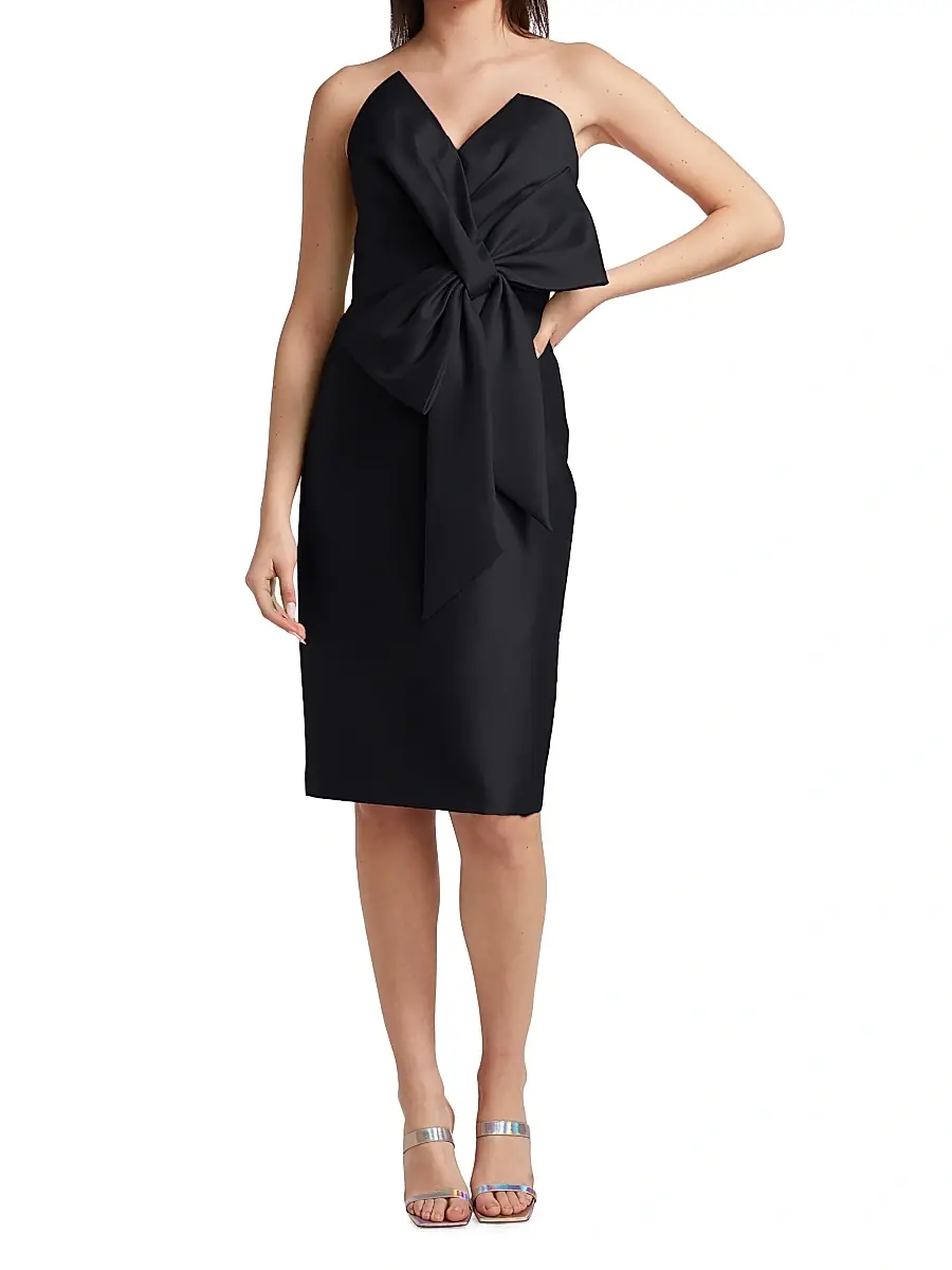 BADGLEY MISCHKA Women's Bow Front Mikado Dress | Thumbnail 2