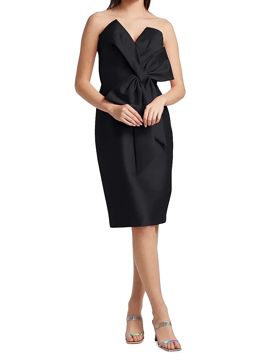 BADGLEY MISCHKA Women's Bow Front Mikado Dress | Thumbnail 3