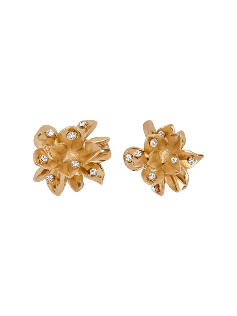 Oscar de la Renta Women's Goldtone & Glass Crystal Flower Stud Earrings - Crystal | Thumbnail 2