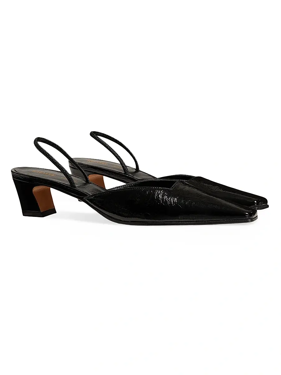 Khaite Women's Roosevelt 40MM Leather Slingback Pumps - Black | Thumbnail 2 Khaite Women's Roosevelt 40MM Leather Slingback Pumps - Black | Thumbnail 2