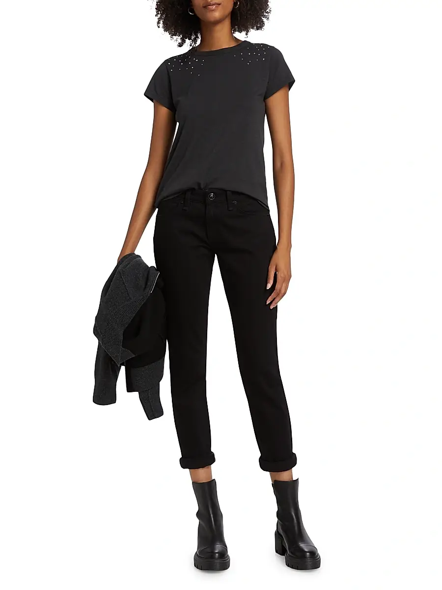 rag & bone Women's Dre Low-Rise Slim Boyfriend Jeans - Black | Thumbnail 2
