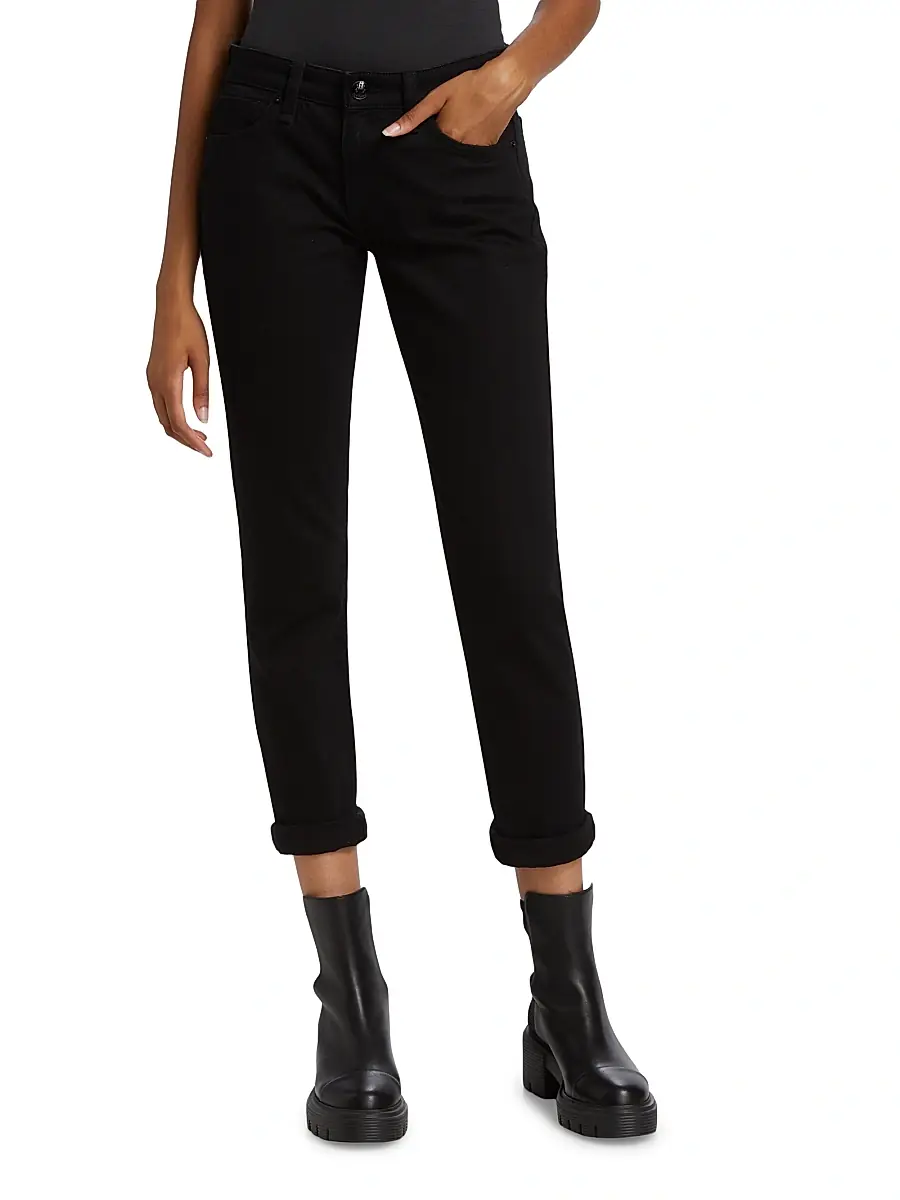 rag & bone Women's Dre Low-Rise Slim Boyfriend Jeans - Black | Thumbnail 3