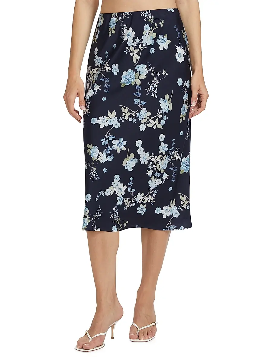 Wayf Women's Porter Floral Midi-Skirt - Navy Floral | Thumbnail 3 Wayf Women's Porter Floral Midi-Skirt - Navy Floral | Thumbnail 3
