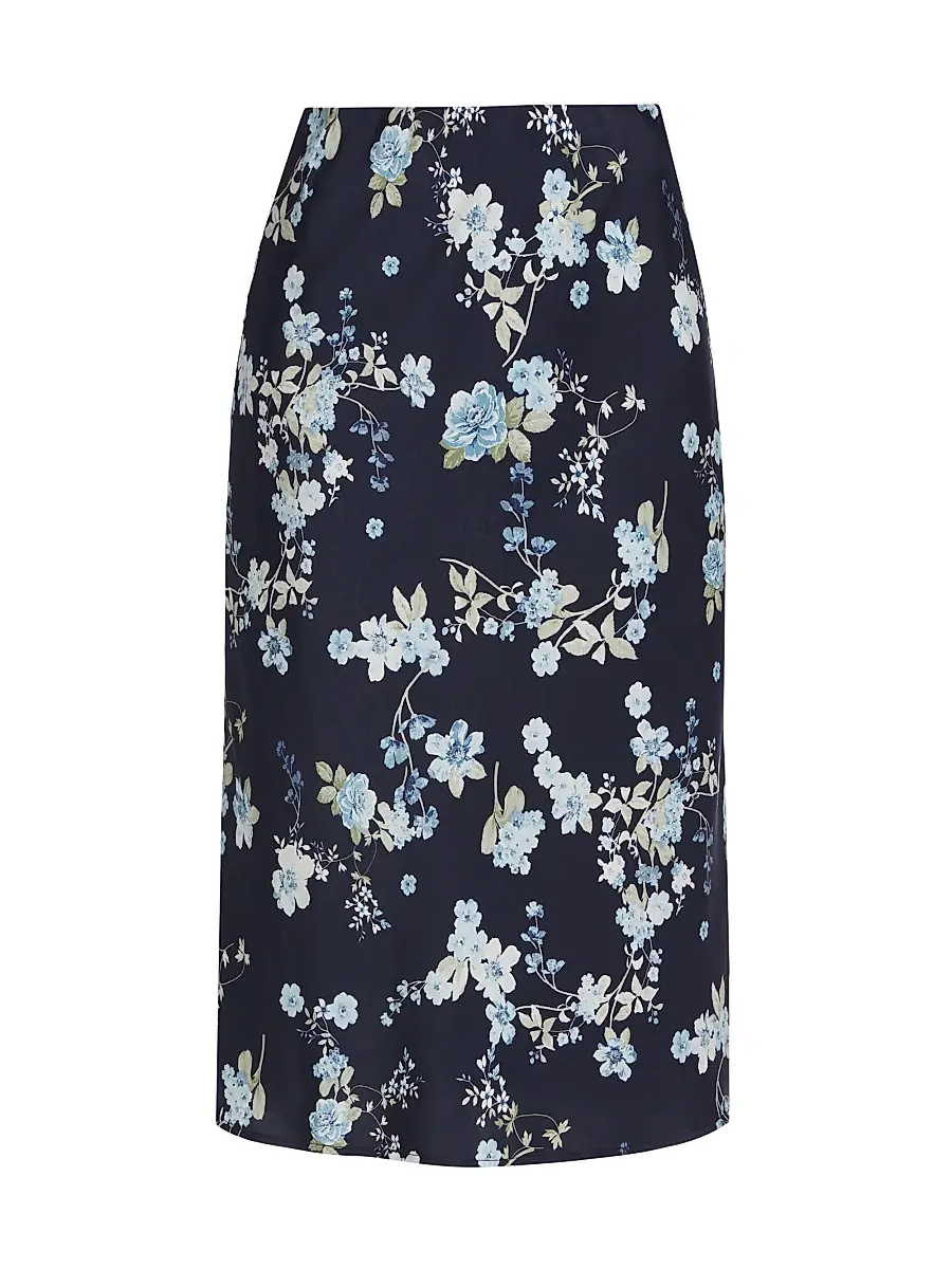 Wayf Women's Porter Floral Midi-Skirt - Navy Floral | Image 1 Wayf Women's Porter Floral Midi-Skirt - Navy Floral | Image 1