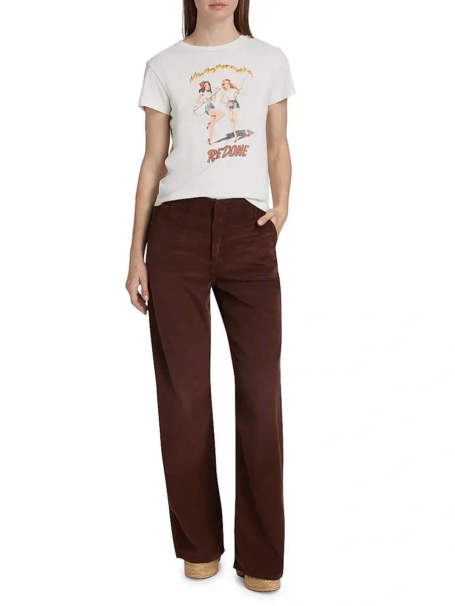 Re/done Women's Corduroy Straight-Leg Trousers - Dark Chocolate | Thumbnail 2 Re/done Women's Corduroy Straight-Leg Trousers - Dark Chocolate | Thumbnail 2