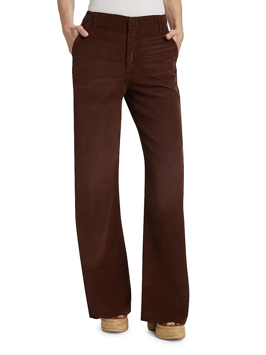 Re/done Women's Corduroy Straight-Leg Trousers - Dark Chocolate | Thumbnail 3 Re/done Women's Corduroy Straight-Leg Trousers - Dark Chocolate | Thumbnail 3