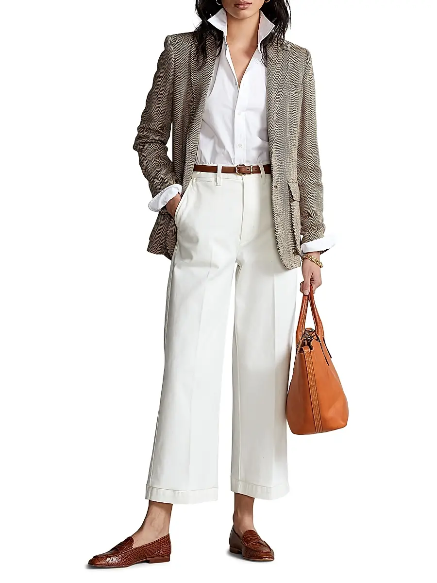 Polo Ralph Lauren Women's Cropped Stretch-Cotton Wide-Leg Pant | Thumbnail 2