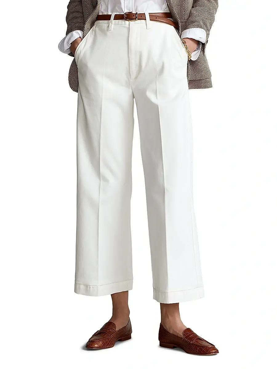 Polo Ralph Lauren Women's Cropped Stretch-Cotton Wide-Leg Pant | Thumbnail 3