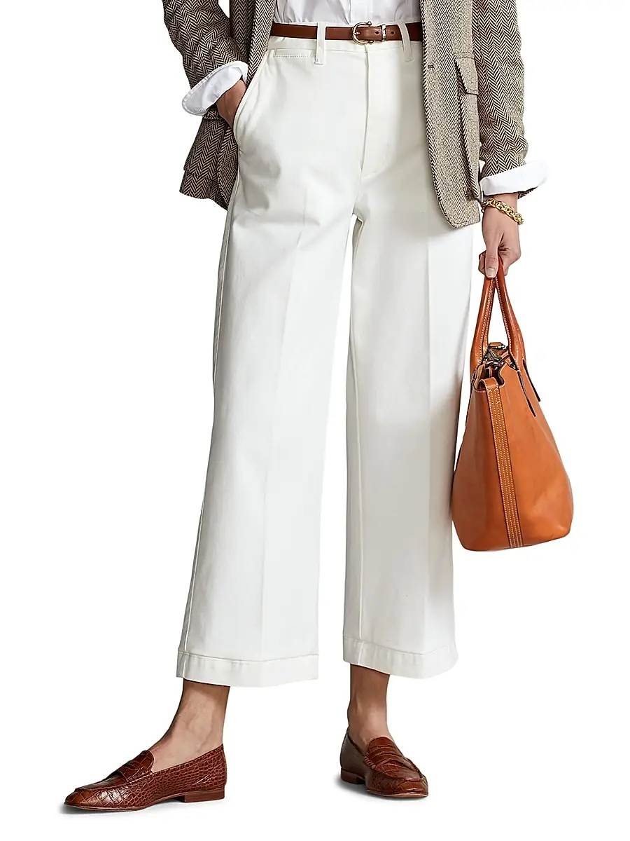 Polo Ralph Lauren Women's Cropped Stretch-Cotton Wide-Leg Pant | Thumbnail 4